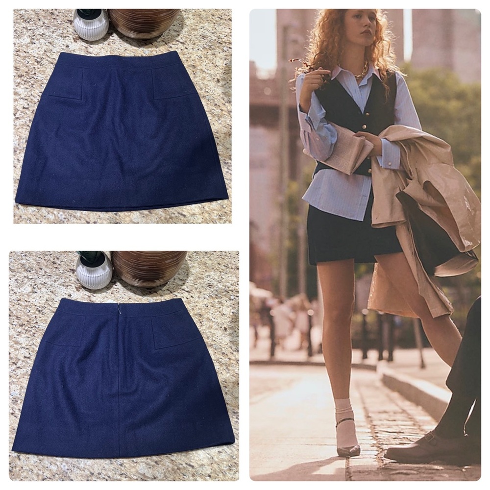 J Crew Navy Wool Mini Skirt 2